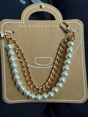 Gold Chain and Pearl Bag & Keyring Charm
